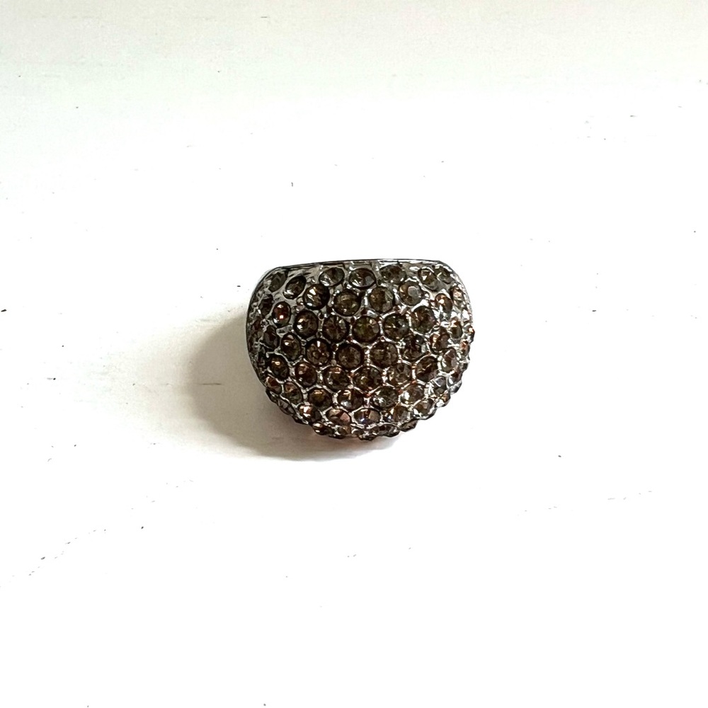 Gunmetal crystal cocktail ring 7